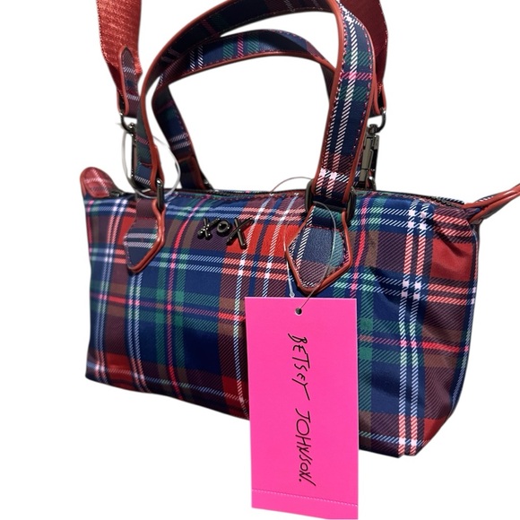 Betsey Johnson Handbags - Betsey Johnson Red and Blue Plaid Nylon Crossbody NWT